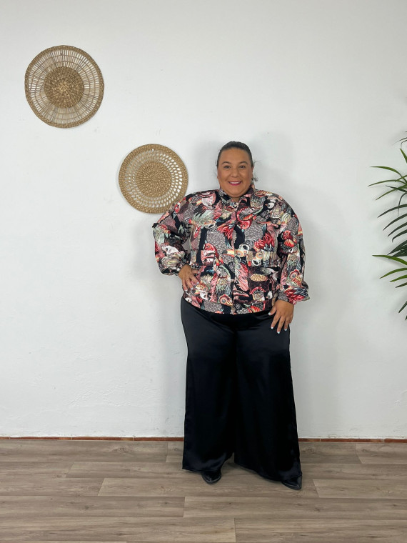 Pantalón Recto Satinado Maxi