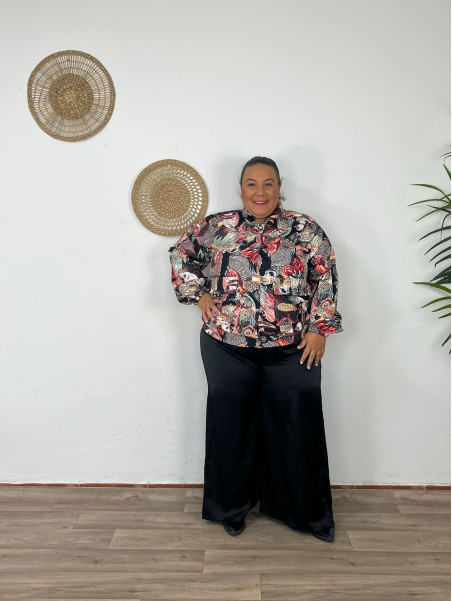 Pantalón Recto Satinado Maxi