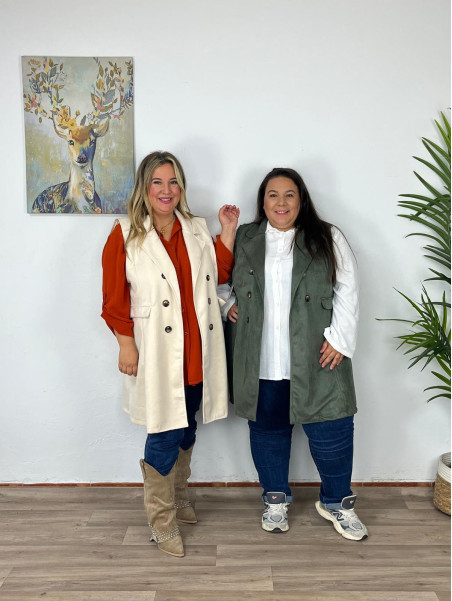 Chaqueta Antelina Sin Mangas Maxi