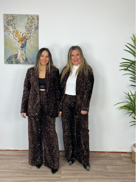 Chaqueta Lentejuelas Marrón