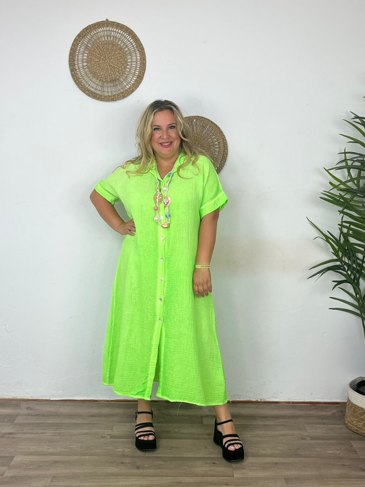 Vestido Camisero Bambula Flúor